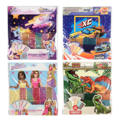 Sticker scene diamonds en foam 300-delig 4 assorti | 24 stuks