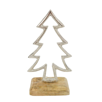 Beeld dennenboom op voet mangohout 17 cm | 12 stuks