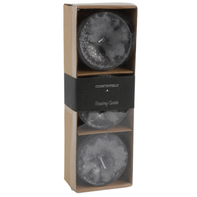 Countryfield drijfkaars bollie grijs 7 cm set van 3 | 12 stuks