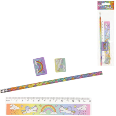 Duckiez schrijfset eenhoorn 19 cm set van 4 | 24 stuks