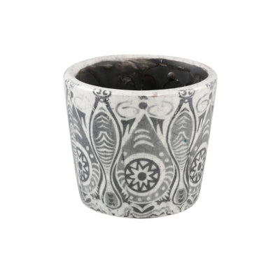 Ptmd bloempot beire s deco print zwart wit 10 cm | 12 stuks