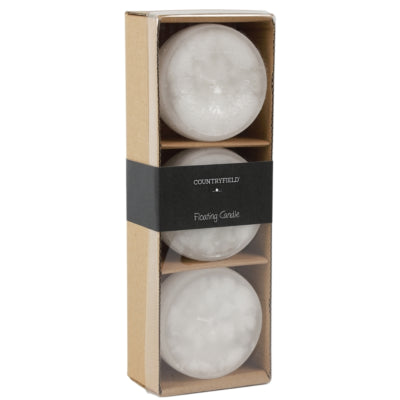 Countryfield drijfkaars bollie wit 7 cm set van 3 | 12 stuks