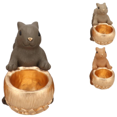 Daan kromhout schaal jingle eekhoorn zittend bruin 17 cm 3 assorti | 6 stuks