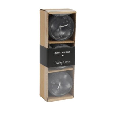 Countryfield drijfkaars bollie grijs 5 cm set van 3 | 24 stuks