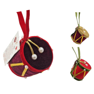 Ngk kersthanger drum velvet 6 cm 3 assorti | 24 stuks