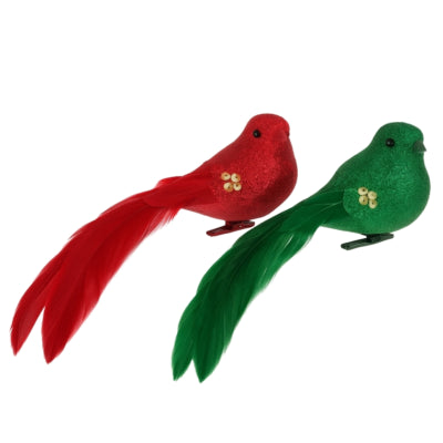Daan kromhout vogel op clip shine bird rood groen 16 cm set van 2 | 12 stuks