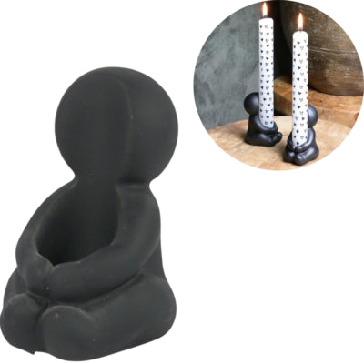 Kaarsenhouder hug zwart 8 cm | 36 stuks