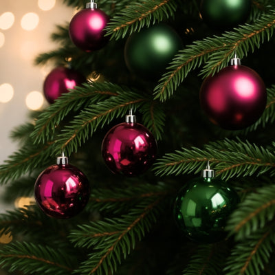 Kerstballen shatterproof paars groen 44 stuks | 8 stuks