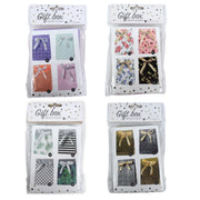Geschenkverpakking 4 stuks met strik glitters 14 cm 4 assorti | 24 stuks - afbeelding 2