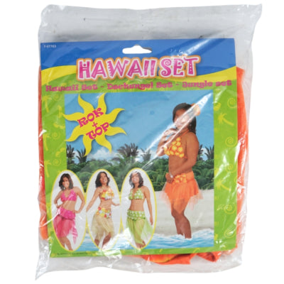 Folat hawai top en rok oranje one size | 12 stuks