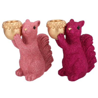 Daan kromhout schaal jingle eekhoorn staand roze 21 cm 2 assorti | 6 stuks