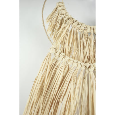 Wanddecoratie raffia button duo cirkel 80 cm | 24 stuks