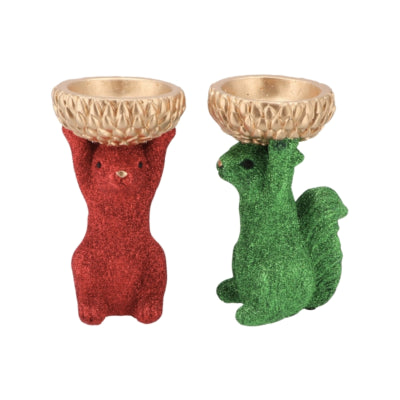 Daan kromhout schaal jingle eekhoorn rood groen 17 cm 2 assorti | 8 stuks