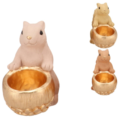 Daan kromhout schaal jingle eekhoorn zittend zand roze 17 cm 3 assorti | 6 stuks