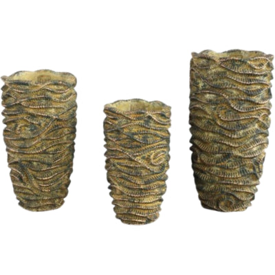 Ptmd bloempot waves bruin hoog s 27 cm | 6 stuks