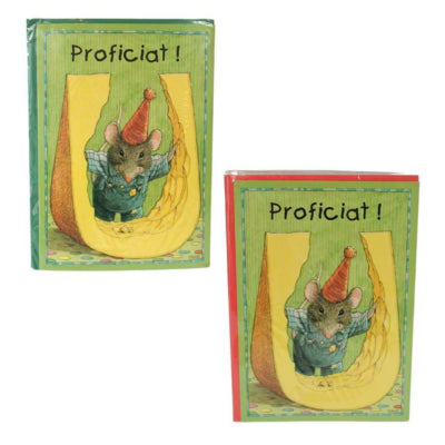 Dubbele wenskaart met envelop proficiat 15x21 cm 2 assorti | 100 stuks