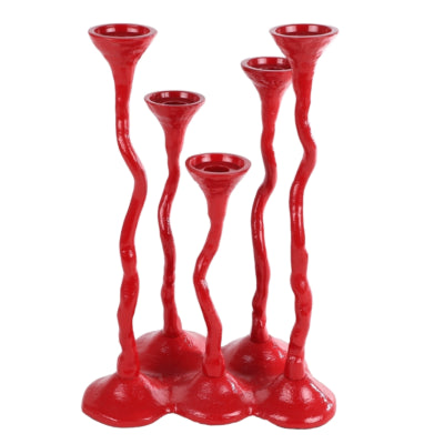 Kandelaar wesley xl aluminium rood 35 cm | 3 stuks