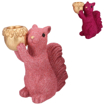 Daan kromhout schaal jingle eekhoorn staand roze 16 cm 2 assorti | 6 stuks