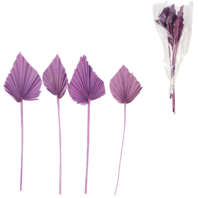 Bundel gedroogd palmblad spear paars 35 cm 4 stuks | 18 stuks