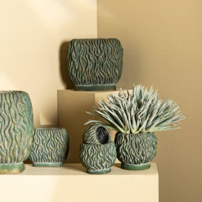 Ptmd bloempot brendan groen 40 cm | 2 stuks