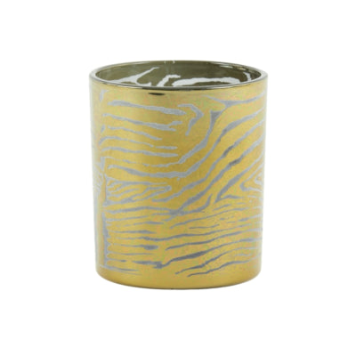 Light living theelichthouder zebra grijs goudkleurig 10 cm | 12 stuks