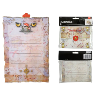 Folat uitnodigingen red pirate 8 stuks | 24 stuks