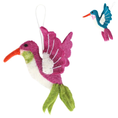 Ngk decoratie hanger kolibrie vilt 13 cm 2 assorti | 18 stuks