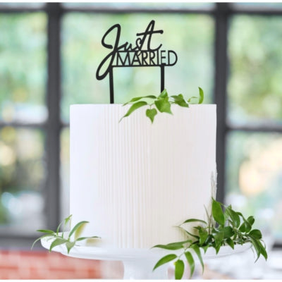 Ginger ray taarttopper just married zwart 16,5 cm | 20 stuks