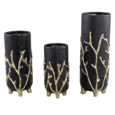 Ptmd bloempot quin hoog m zwart 30 cm | 6 stuks