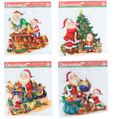 Raamstickers kerstman 30 cm 4 assorti | 96 stuks