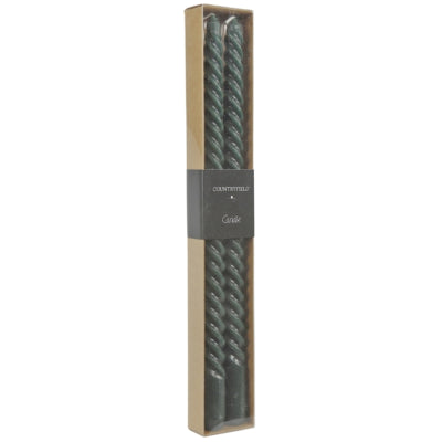 Countryfield dinerkaarsen twirly groen 2 x 30 cm set van 2 | 24 stuks