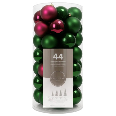 Kerstballen shatterproof paars groen 44 stuks | 8 stuks