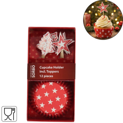 Sorbo cupcake vorm en topper rood set van 24 stuks | 72 stuks