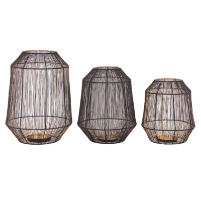 Ptmd windlicht justy l zwart goudkleurig 38 cm | 2 stuks
