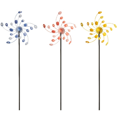 (r) tuinprikker solar spinner led metaal 130 cm 3 assorti | 3 stuks