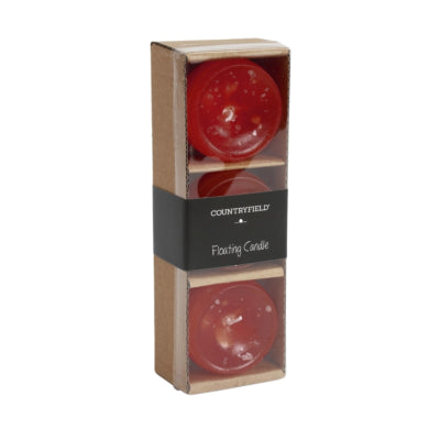 Countryfield drijfkaars bollie rood 5 cm set van 3 | 24 stuks