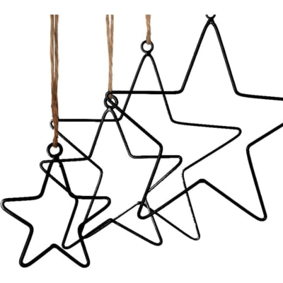 Hanger sterren kerst zwart 30 cm set van 4 | 10 stuks
