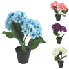 Kunstplant in pot hortensia 34 cm 4 assorti | 12 stuks