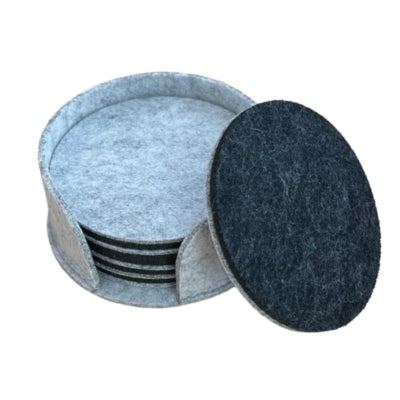 Esmerina onderzetters in houder vilt 10 cm set van 4 | 24 stuks