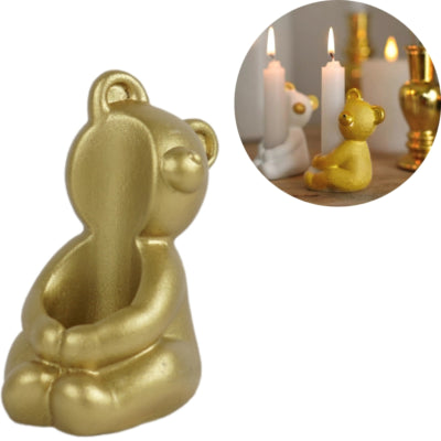 Kaarsenhouder bear goudkleurig 8 cm | 36 stuks