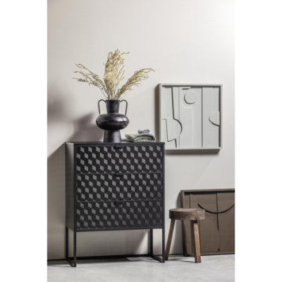 Woood vaas vere metaal zwart 37 cm | 4 stuks