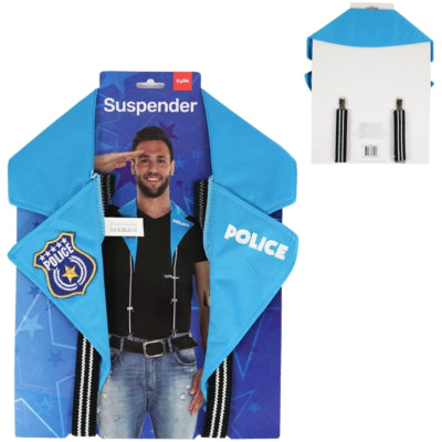 Folat politie bretels blauw one size | 48 stuks