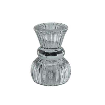 Housevitamin kaarsenhouder duo classic ribb rookglas 8 cm | 24 stuks