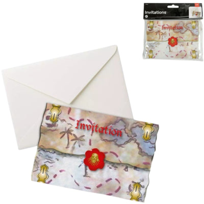 Folat uitnodigingen red pirate 8 stuks | 24 stuks
