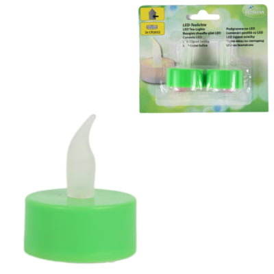 Deco heitmann led theelicht op batterij groen 4,5 cm 2 stuks | 20 stuks