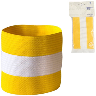 Aanvoerdersband geel wit | 24 stuks