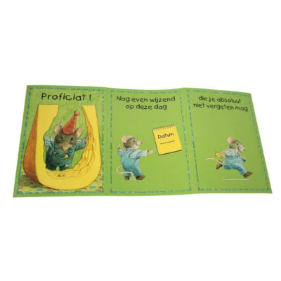 Dubbele wenskaart met envelop proficiat 15x21 cm 2 assorti | 100 stuks