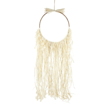 Wanddecoratie raffia rattan cirkel 100 cm | 12 stuks