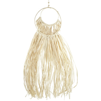 Wanddecoratie raffia button duo cirkel 80 cm | 24 stuks