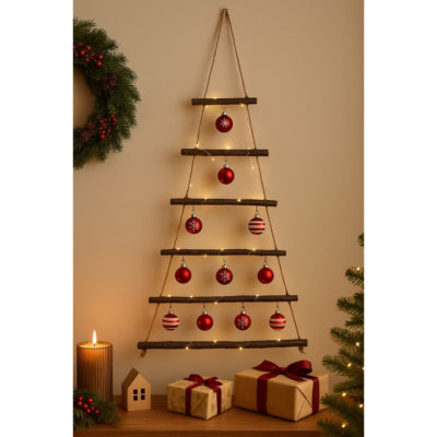 Wanddecoratie kerstboom met haken 120 cm | 12 stuks